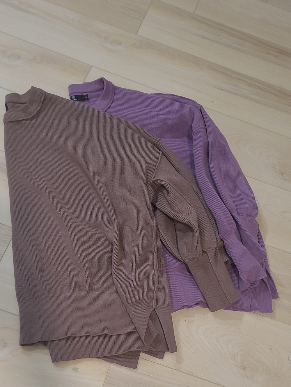 Bundle Of 2 Casual Women’s Oversized Ribbed Sweater - Purple and Taupe